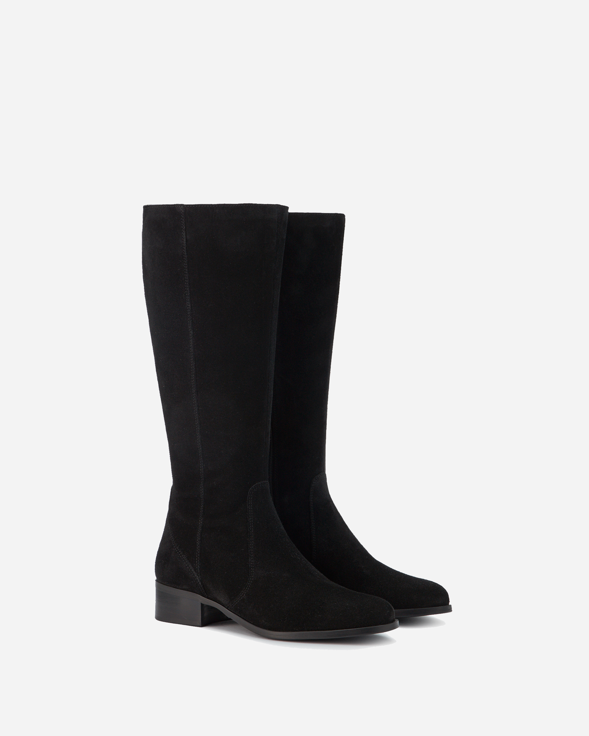 knee high black suede ladies flat boots