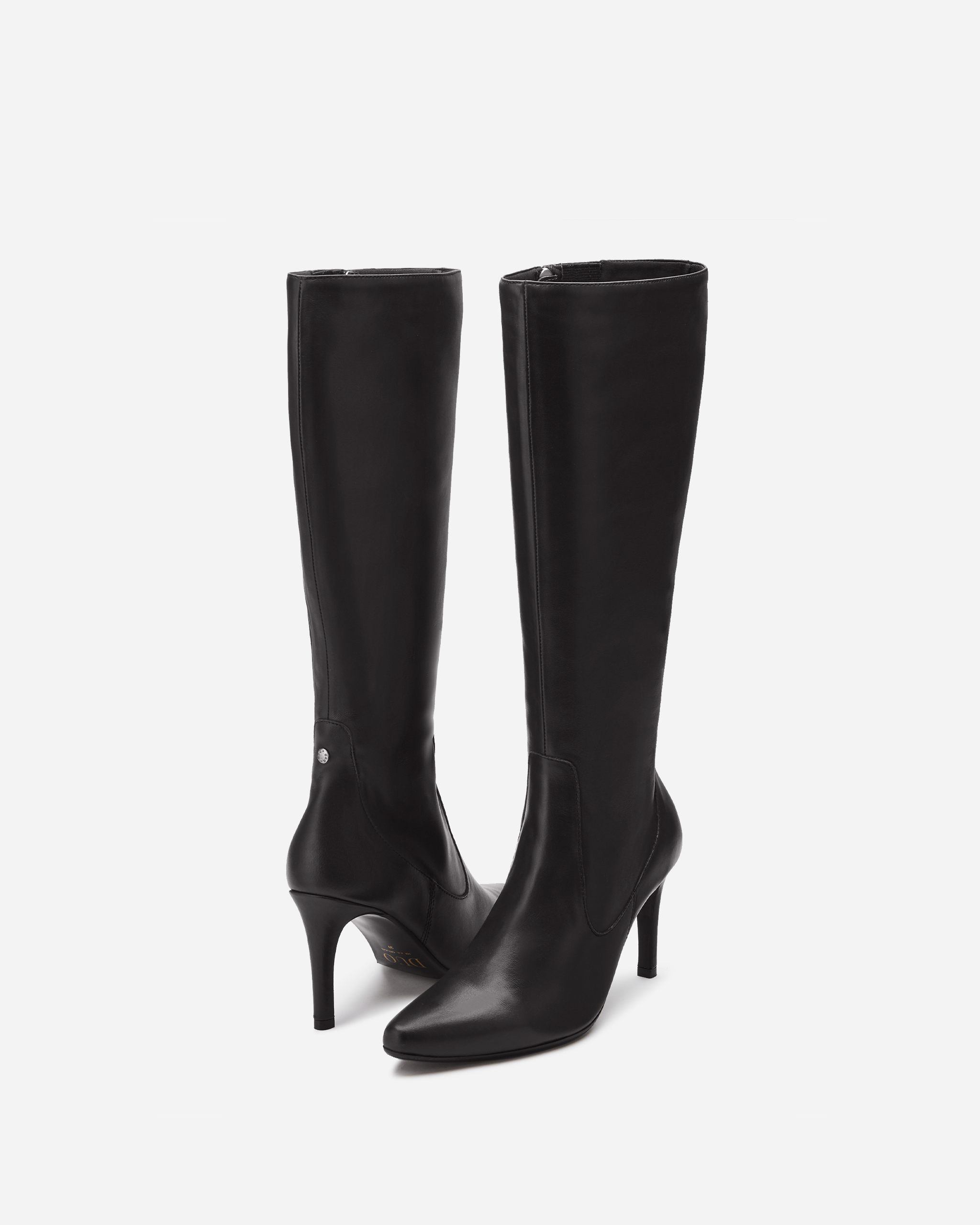 Freya Knee High Boots in Black Leather