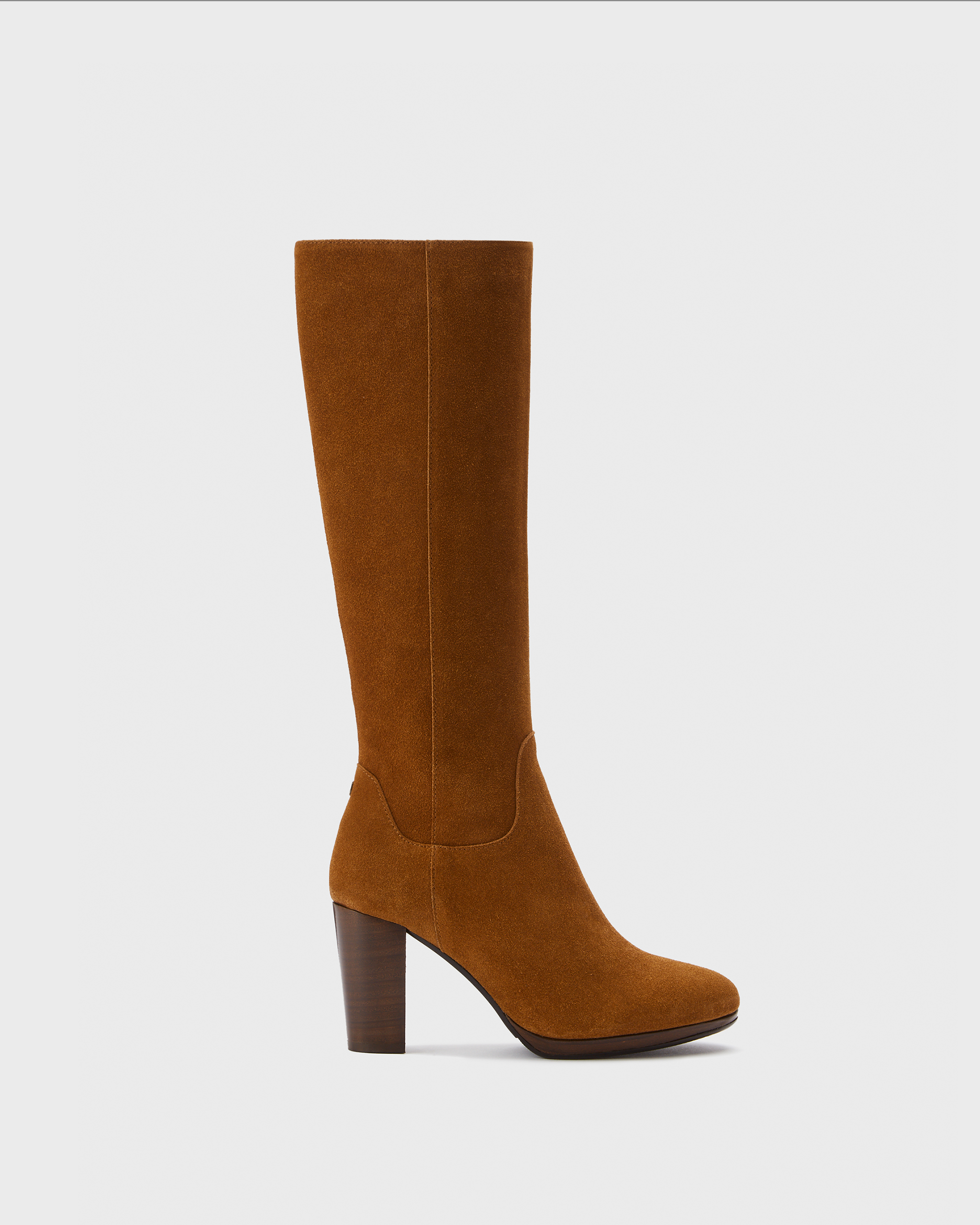 knee high tan suede heeled boots