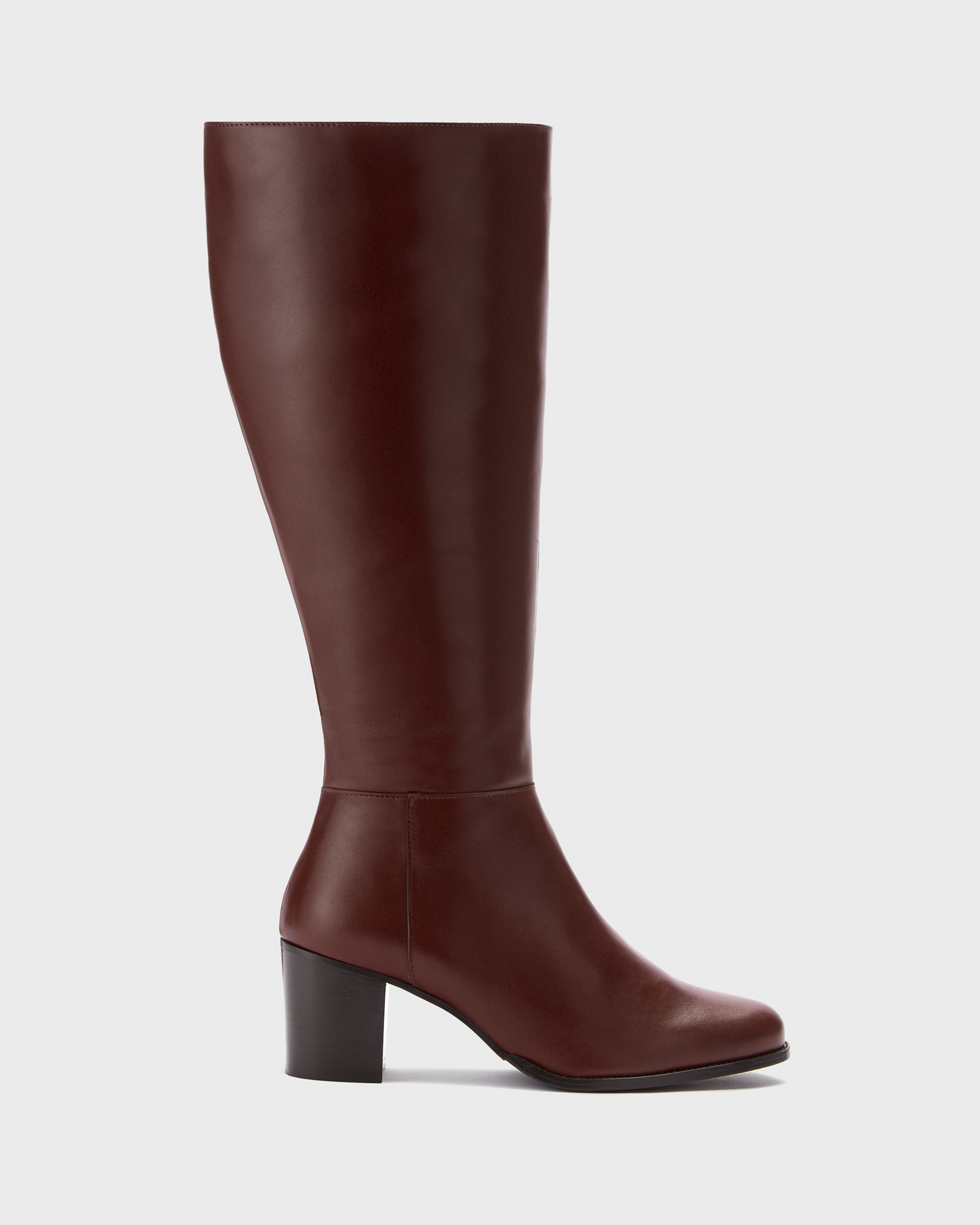 knee high brown leather heeled boots for ladies