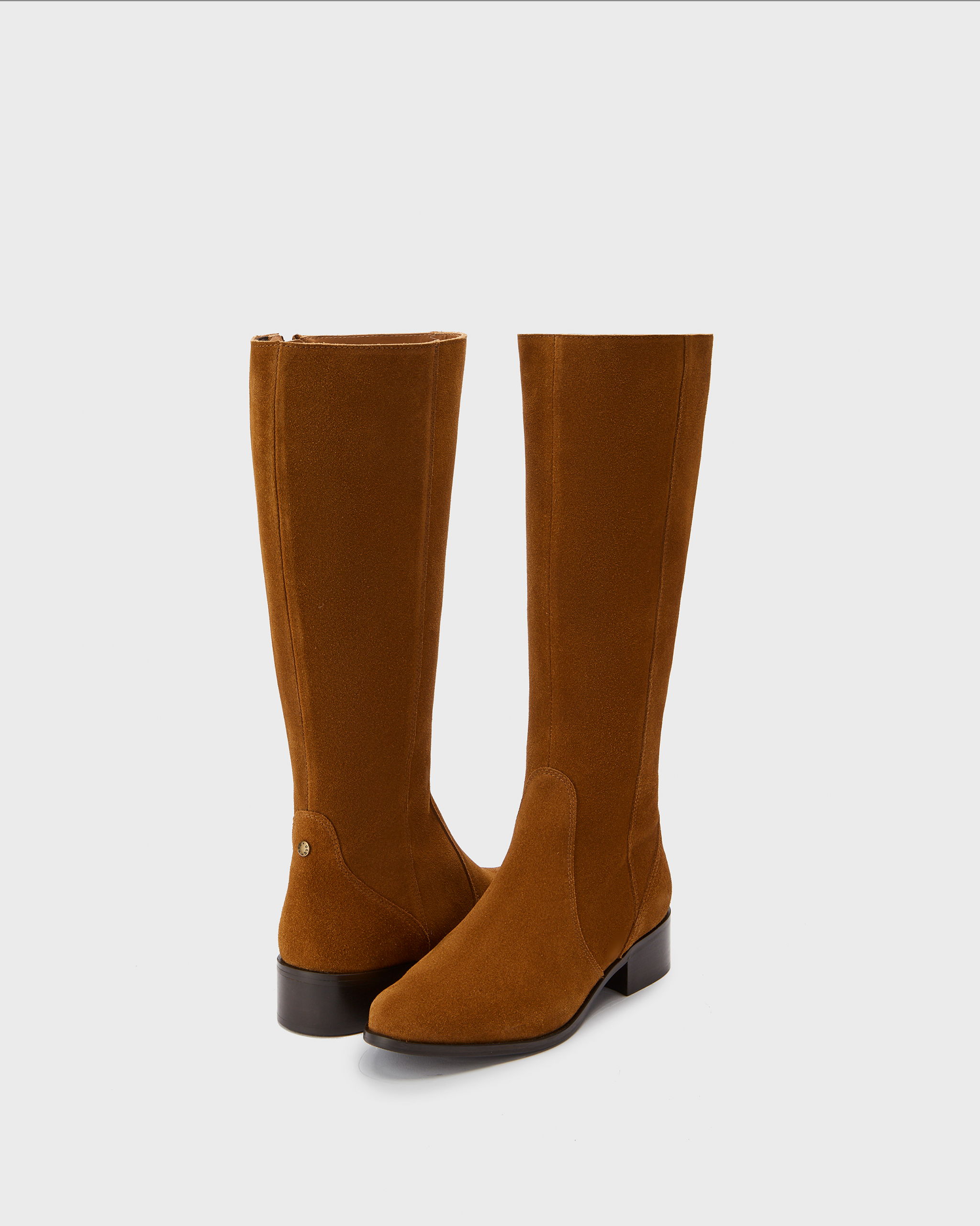 knee high tan suede flat boots