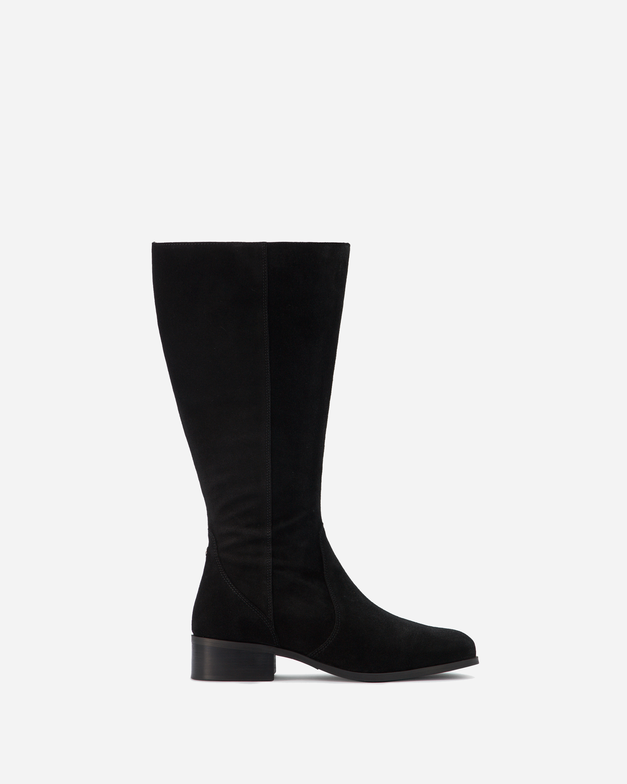 knee high black suede boots